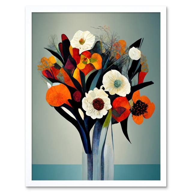 Modern Abstract Winter Flower Floral Bouquet - Print Wee Blue Coo Format: White Framed Paper, Size: 25.9cm H x 20.6cm W x 1.5cm D on Productcaster.