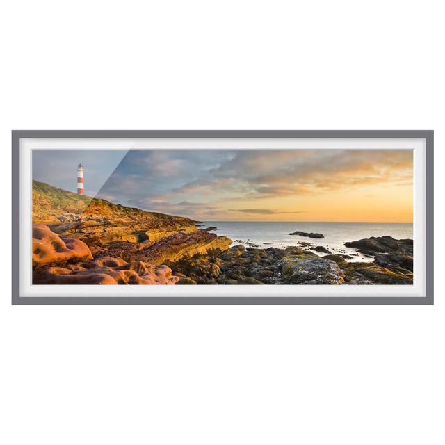 Tarbat Ness Lighthouse and Sunset by the Sea - Picture Frame Photograph Longshore Tides Frame Option: Grey Framed, Size: 20cm H x 50cm W x 2cm D on Productcaster.