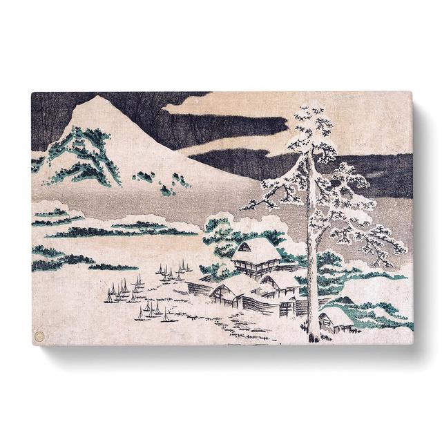 Seaside Village In Winter by Katsushika Hokusai - Wrapped Canvas Painting East Urban Home Size: 40cm H x 60cm W x 3cm D on Productcaster.