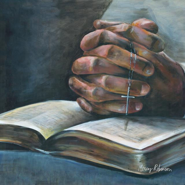 Hands Praying - Wrapped Canvas Painting ClassicLiving Size: 76cm H x 76cm W x 3.8cm D on Productcaster.