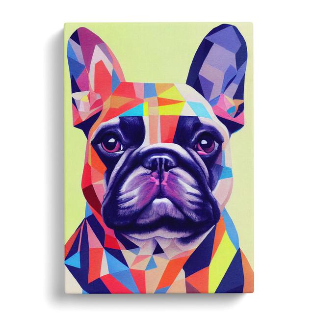 French Bulldog Painting Geometric - Wrapped Canvas Graphic Art Marlow Home Co. Size: 60cm H x 40cm W x 3cm D on Productcaster.