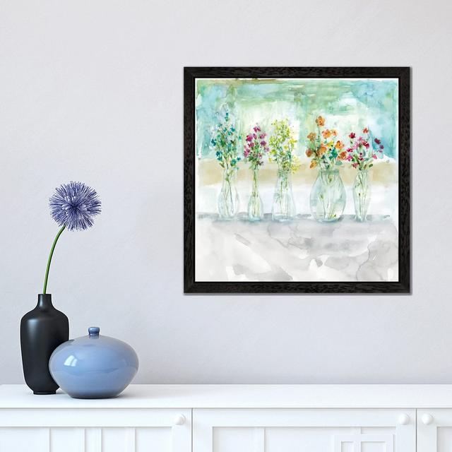 Colour Wash Bouquet by Carol Robinson - Floater Frame Painting on Canvas August Grove Frame Option: Black, Size: 66.04cm H x 66.04cm W x 3.81cm D on Productcaster.