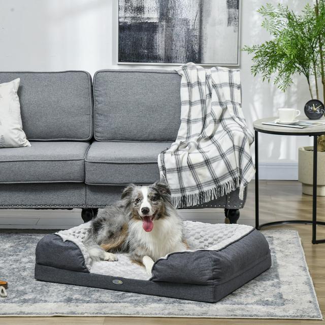 Polyester Pet Bed PawHut Colour: Grey, Size: 21cm H x 90cm W x 69cm D on Productcaster.