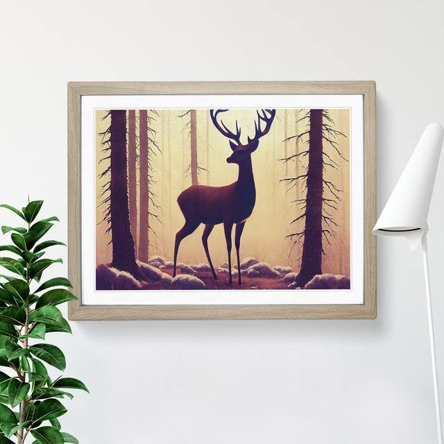 Elegant Stag Deer - Picture Frame Graphic Art Alpen Home Size: 46cm H x 64cm W x 2cm D, Frame Colour: Oak on Productcaster.