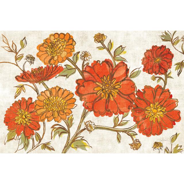 Camilles Garden I Tangerine - Wrapped Canvas Painting ClassicLiving Size: 81cm H x 122cm W x 3.8cm D on Productcaster.