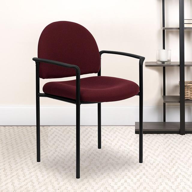 Comfort Stackable Steel Side Reception Chair with Arms Blue Elephant Upholstery Colour: Burgundy on Productcaster.