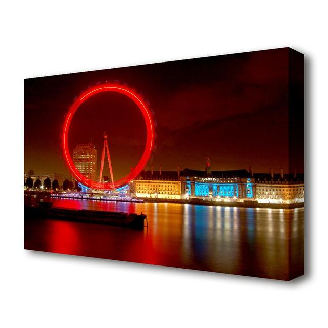 London Eye from Victoria Embankment - Wrapped Canvas Photograph Print East Urban Home Size: 81.3 cm H x 121.9 cm W on Productcaster.