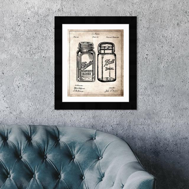 'Mason Jar - Adapted 1853' Framed Graphic Art in Black East Urban Home Size: 31 cm H x 25 cm W on Productcaster.