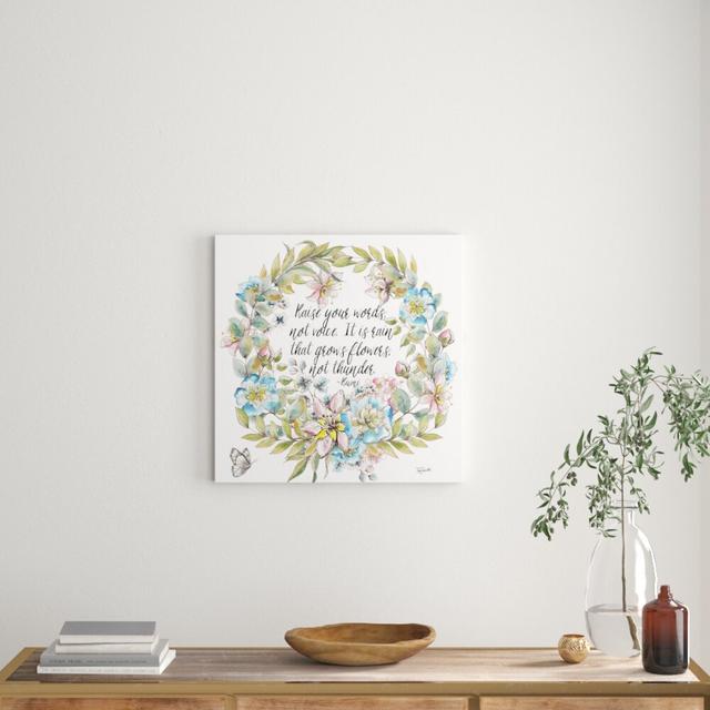 'Boho Floral Wreath' by Tre Sorelle Studios Textual Art on Wrapped Canvas East Urban Home Size: 60.96cm H x 60.96cm W on Productcaster.