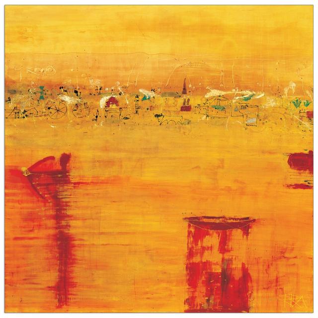 Leinwandbild „Armgart-Orange Landscape" von Richter, Kunstdruck East Urban Home Größe: 100 cm H x 100 cm B x 1,8 cm T on Productcaster.