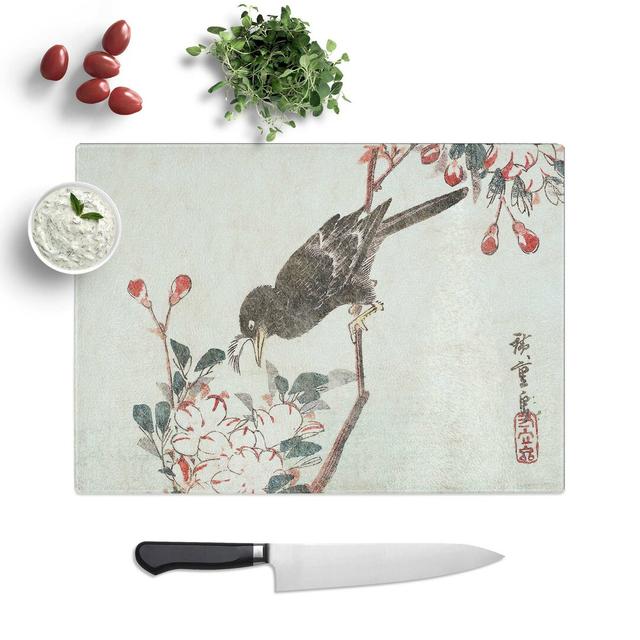 Tempered Glass Aronia and Mynah Bird Chopping Board East Urban Home Size: 39 cm W x 28.5 cm L on Productcaster.