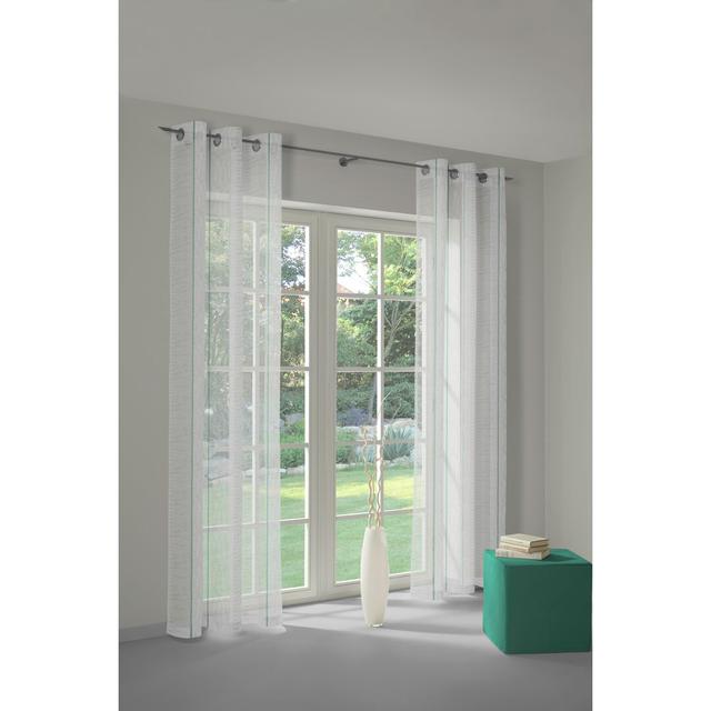 Canadice Eyelet Semi Sheer Curtain Ebern Designs Panel Size: 600 W x 175 D cm, Colour: Green/White on Productcaster.