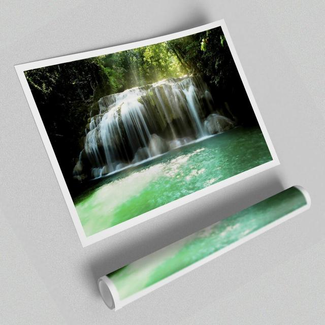 Waterfall Paradise Clear Waters - Print Union Rustic Size: 84.1cm H x 118.9cm W x 1cm D, Format: White Framed Paper on Productcaster.