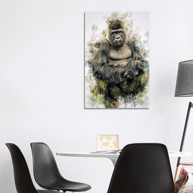 Gorilla by Cornel Vlad - Wrapped Canvas Painting Bloomsbury Market Size: 101.6cm H x 66.04cm W x 3.81cm D on Productcaster.