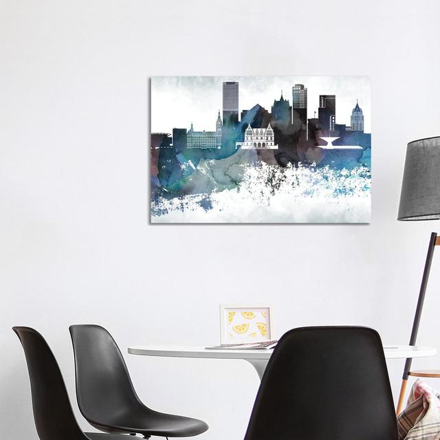 Milwaukee Bluish Skylines - Wrapped Canvas Painting Brayden Studio Size: 66.04cm H x 101.6cm W x 3.81cm D on Productcaster.