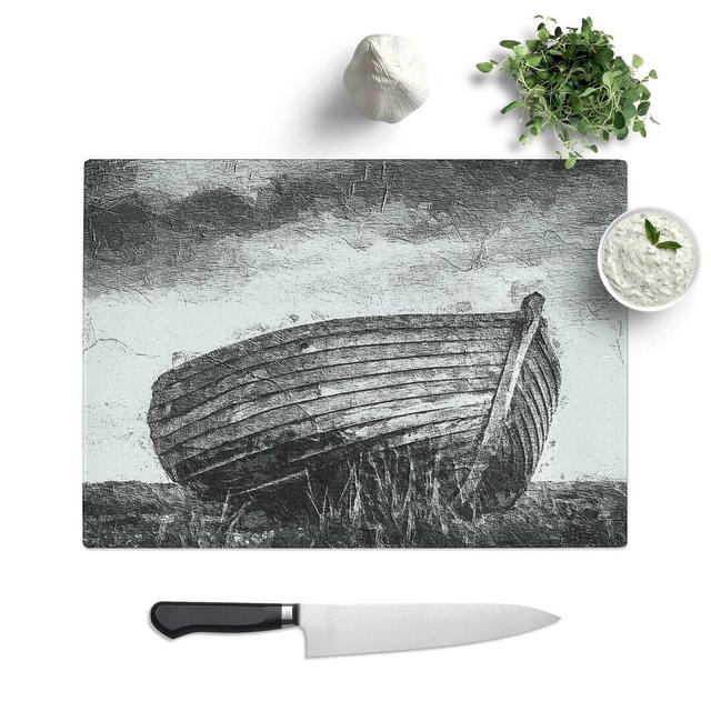 Tempered Glass Stranded Wooden Boat Chopping Board East Urban Home Size: 28.5 cm W x 20 cm L on Productcaster.