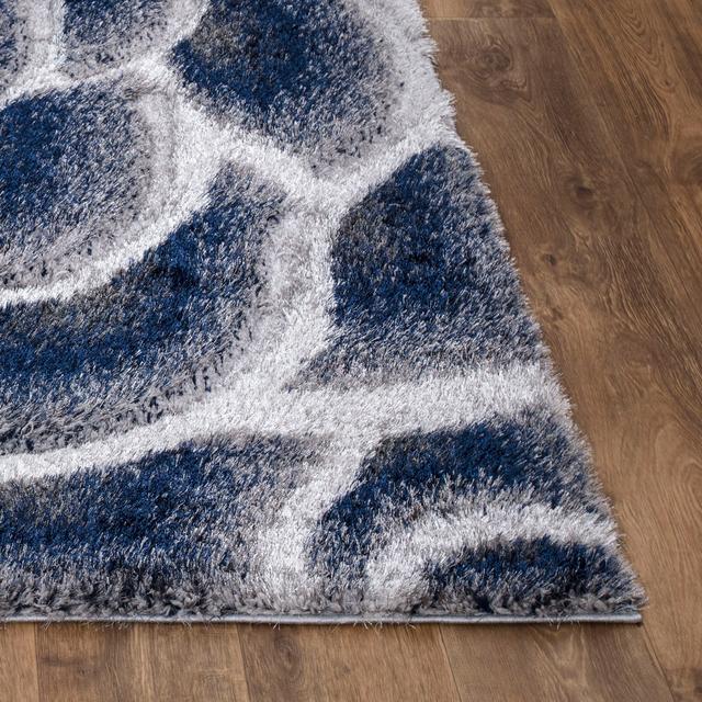 Gaetanino Fluffy Dark Blue/White Rug East Urban Home Rug Size: Rectangle 160 x 230cm on Productcaster.