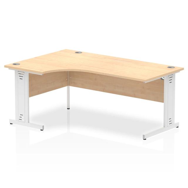 Impulse 180 Cm W L-Shape Computer Desk Inbox Zero Frame Colour: White, Orientation: Left Hand Facing, Colour: Maple on Productcaster.