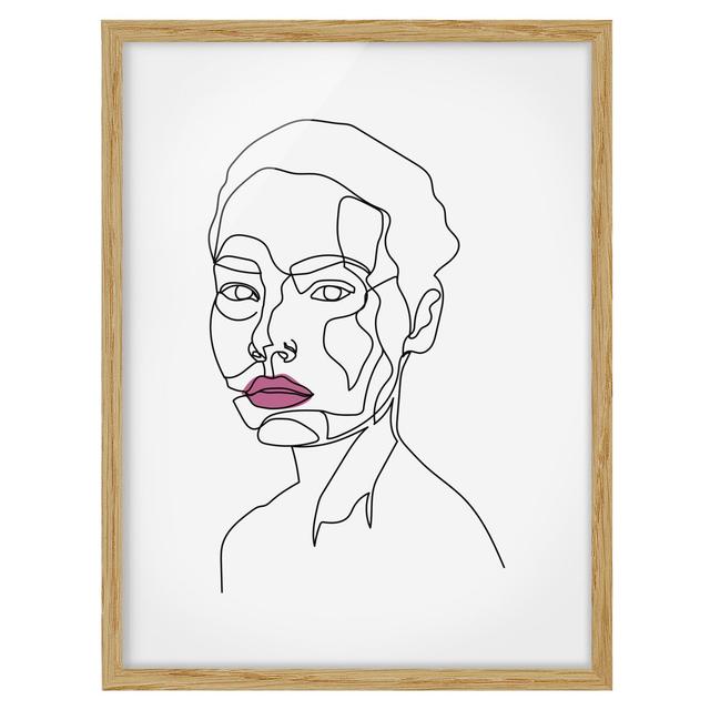 Picture With Frame - Portrait Woman Line Art - Portrait 4:3 - A Ivy Bronx Size: 55cm H x 40cm W x 2cm D, Frame Option: Brown on Productcaster.