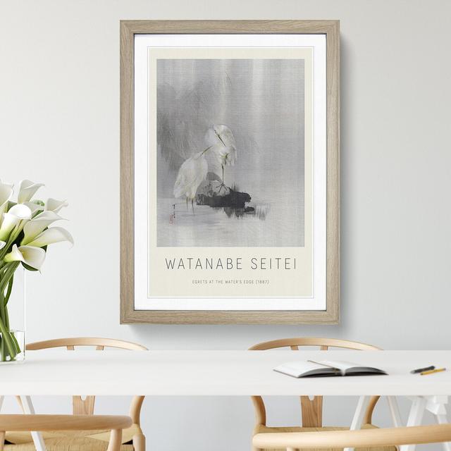 Egrets at the Waters Edge by Watanabe Seitei - Picture Frame Graphic Art East Urban Home Frame Option: Oak Framed, Size: 36cm H x 27cm W x 2cm D on Productcaster.