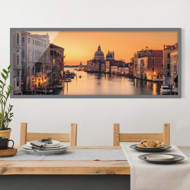 Golden Venice - Picture Frame Photograph Ebern Designs Size: 50cm H x 130cm W x 2cm D, Frame Option: Grey Framed on Productcaster.