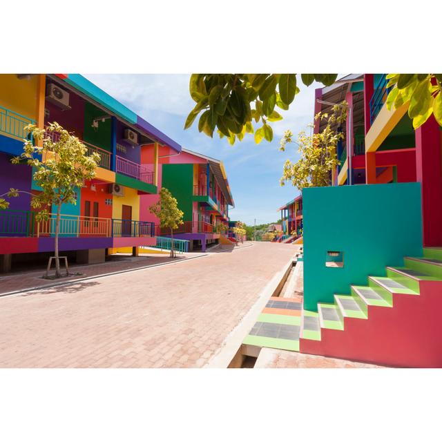 Colorful buildings_462352067 House of Hampton Size: 60cm H x 90cm W x 1.8cm D on Productcaster.