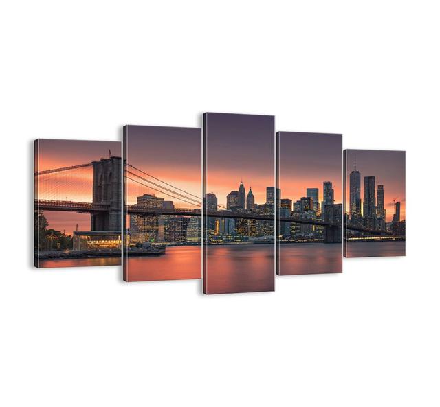 Immersed in Lilac Silence - 5 Piece Unframed Photograph Print Set on Canvas Latitude Run Size: 85cm H x 160cm W x 1.8cm D on Productcaster.