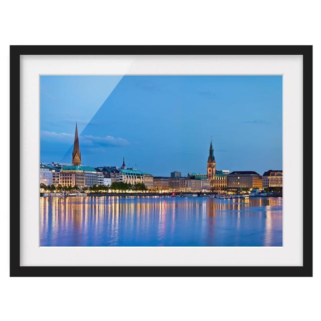 Hamburg Skyline - Picture Frame Photograph Print on Paper East Urban Home Frame Options: Matt black, Size: 50cm H x 70cm W on Productcaster.