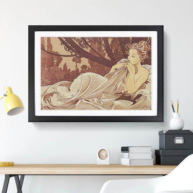 Dusk by Alphonse Mucha - Picture Frame Painting East Urban Home Frame Option: Black Framed, Size: 36cm H x 48cm W x 2cm D on Productcaster.