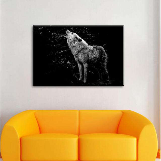 Leinwandbild White Howling Wolf in the Forest Alpen Home Größe: 40 cm H x 60 cm B x 1,8 cm T on Productcaster.