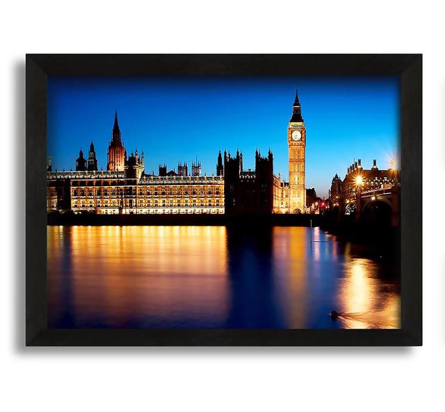 London Houses of Parliament Night Reflections - Picture Frame Photograph on Canvas Ebern Designs on Productcaster.