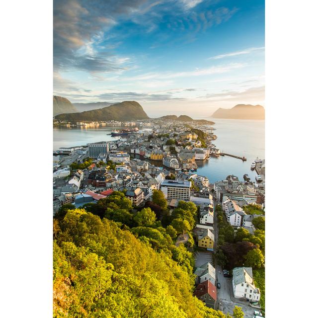 Eisenman Alesund City at Sunset - Wrapped Canvas Photograph House of Hampton Size: 46cm H x 30cm W x 3.8cm D on Productcaster.