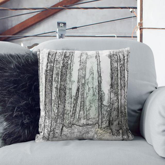 View of a Pine Tree Forest Cushion with Filling East Urban Home Size: 40cm H x 40cm W x 15cm D on Productcaster.