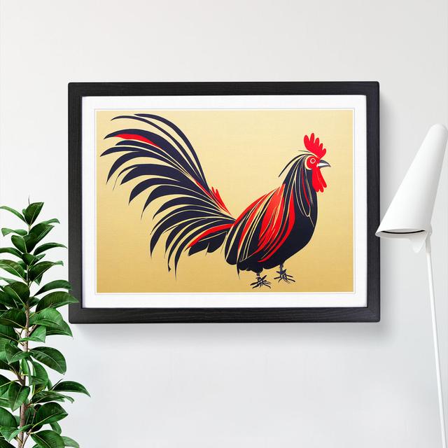 Pleasing Rooster Abstract - Picture Frame Graphic Art Brambly Cottage Frame Colour: Black, Size: 25cm H x 34cm W x 2cm D on Productcaster.