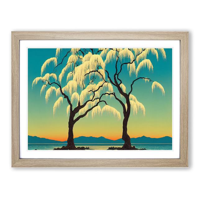 Superb Weeping Willow Trees - Picture Frame Graphic Art Marlow Home Co. Size: 46cm H x 64cm W x 2cm D, Frame Colour: Oak on Productcaster.