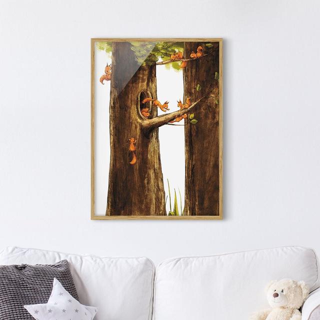 Home of the Unicorns Framed Art Alpen Home Colour: Oak, Size: 55cm H x 40cm W x 2cm D on Productcaster.