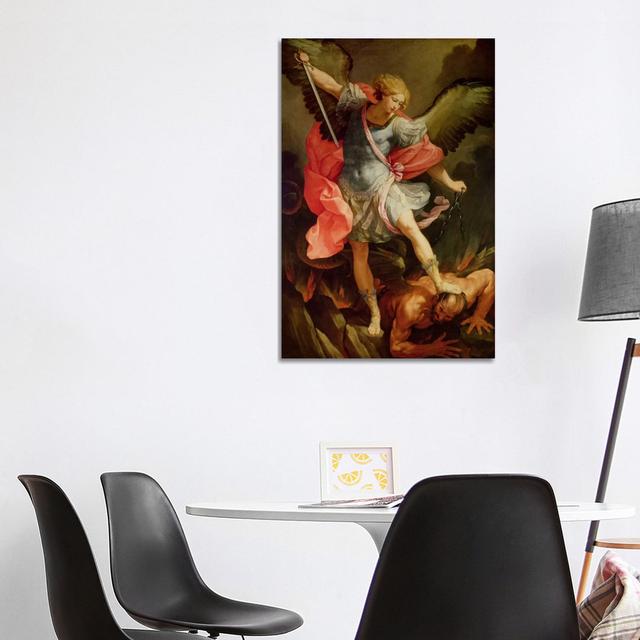 The Archangel Michael Defeating Satan by Guido Reni - Wrapped Canvas Painting Astoria Grand Size: 101.6cm H x 66.04cm W x 1.91cm D on Productcaster.