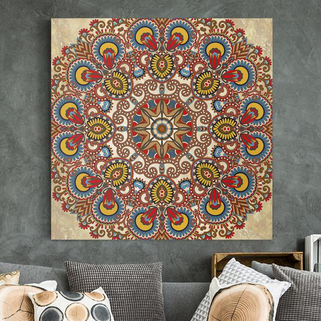 Coloured Mandala - Wrapped Canvas Graphic Art Latitude Vive Format: 260g/m² canvas, Size: 80cm H x 80cm W on Productcaster.