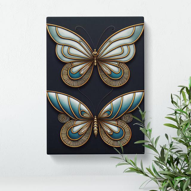 Art Nouveau Butterflies No.2 - Wrapped Canvas Graphic Art Brambly Cottage Size: 76cm H x 50cm W x 3cm D on Productcaster.