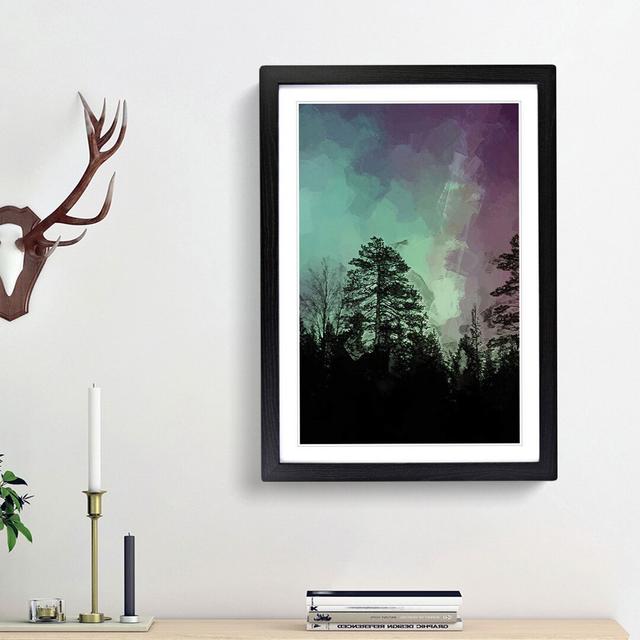 Northern Lights over the Forest in Abstract - Picture Frame Graphic Art Print East Urban Home Size: 65cm H x 48cm W x 2cm D, Frame Option: Black Frame on Productcaster.