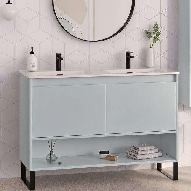 Auzair 1200mm Dual Mount Double Vanity Unit 17 Stories Vanity Unit Colour: Aqua Blue on Productcaster.