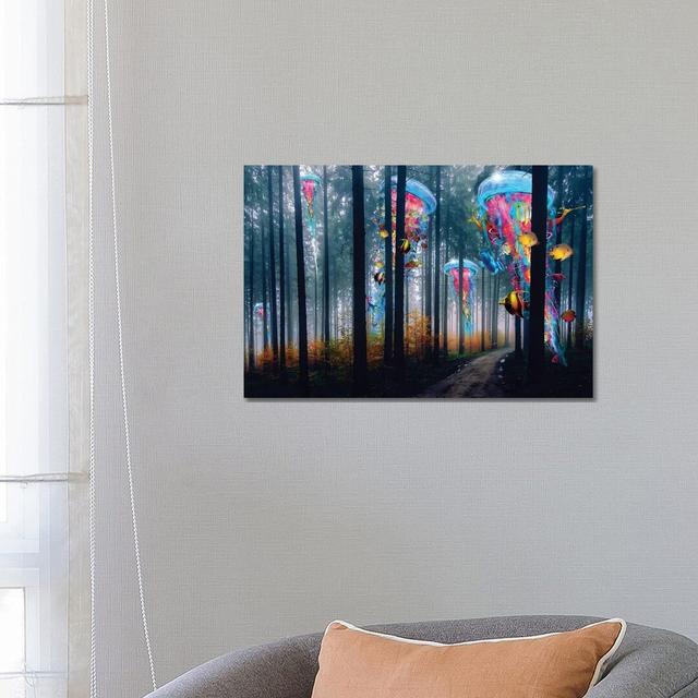 Forest Of Super Electric Jellyfish by David Loblaw - Print on Canvas Union Rustic Size: 45.72cm H x 66.04cm W x 3.81cm D, Format: Wrapped Canvas on Productcaster.