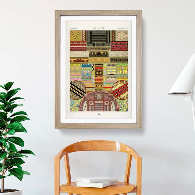 Primitive Patterns by Albert Racinet - Picture Frame Painting Print East Urban Home Size: 76cm H x 50cm W x 2cm D, Frame Option: Oak on Productcaster.