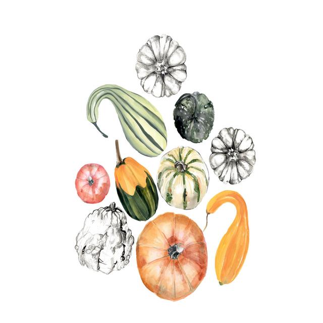 Watercolour Pumpkins I by Jennifer Paxton Parker - Wrapped Canvas Painting August Grove Size: 46cm H x 30cm W x 3.8cm D on Productcaster.