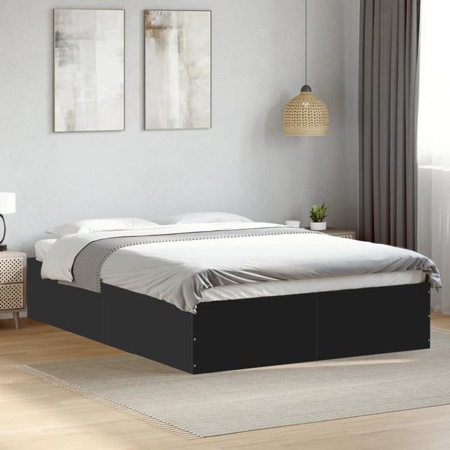 Vidaxl Bed Frame Engineered Wood 17 Stories Size: 120 x 200cm, Colour: Black on Productcaster.