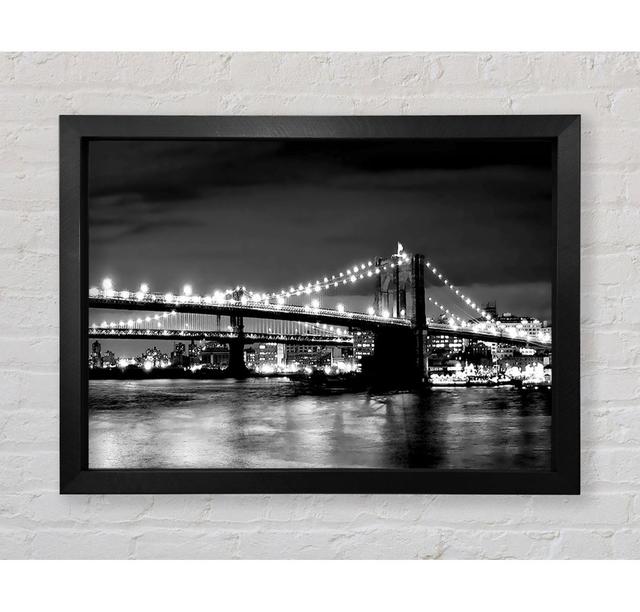 NYC Night Bridge B N W Framed Print Bright Star Size: 59.7cm H x 84.1cm W on Productcaster.