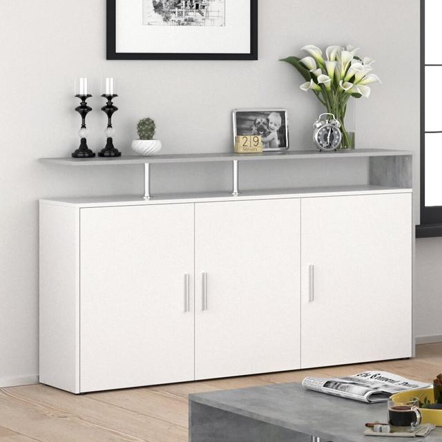 Sideboard Alem Wade Logan Farbe: Weiß/Beton Grau on Productcaster.