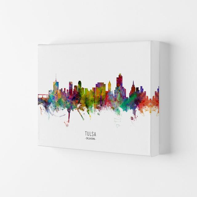 Tulsa Oklahoma Skyline by Michael Tompsett - Graphic Art Print Ebern Designs Size: 42cm H x 59.4cm W x 4cm D, Format: Wrapped Canvas on Productcaster.