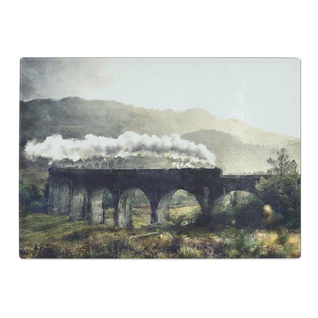 Tempered Glass Steam Train over Glenfinnan Viaduct Chopping Board East Urban Home Size: 20 cm x 28.5 cm on Productcaster.