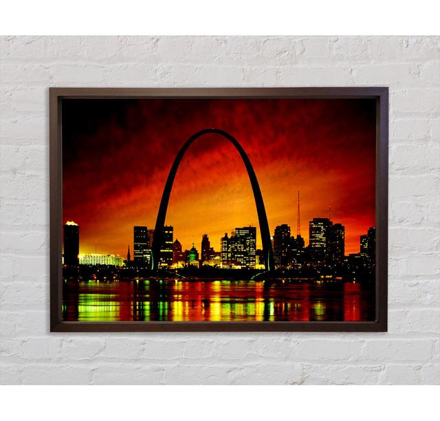 New York City Red Orange Glow - Single Picture Frame Art Prints on Canvas Ebern Designs Size: 151.63cm H x 213.61cm W on Productcaster.